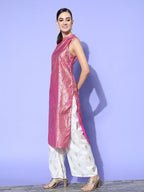 HERE&NOW Women Ethnic Motifs Polyester Hyper Texture Kurta Set | Grocsy