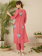 Indo Era Women Solid V-Neck Regular Kurta with Trousers | Grocsy