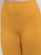 TAG 7 Women Pack Of 2 Mustard Yellow & Pink Solid Ankle-Length Leggings | Grocsy