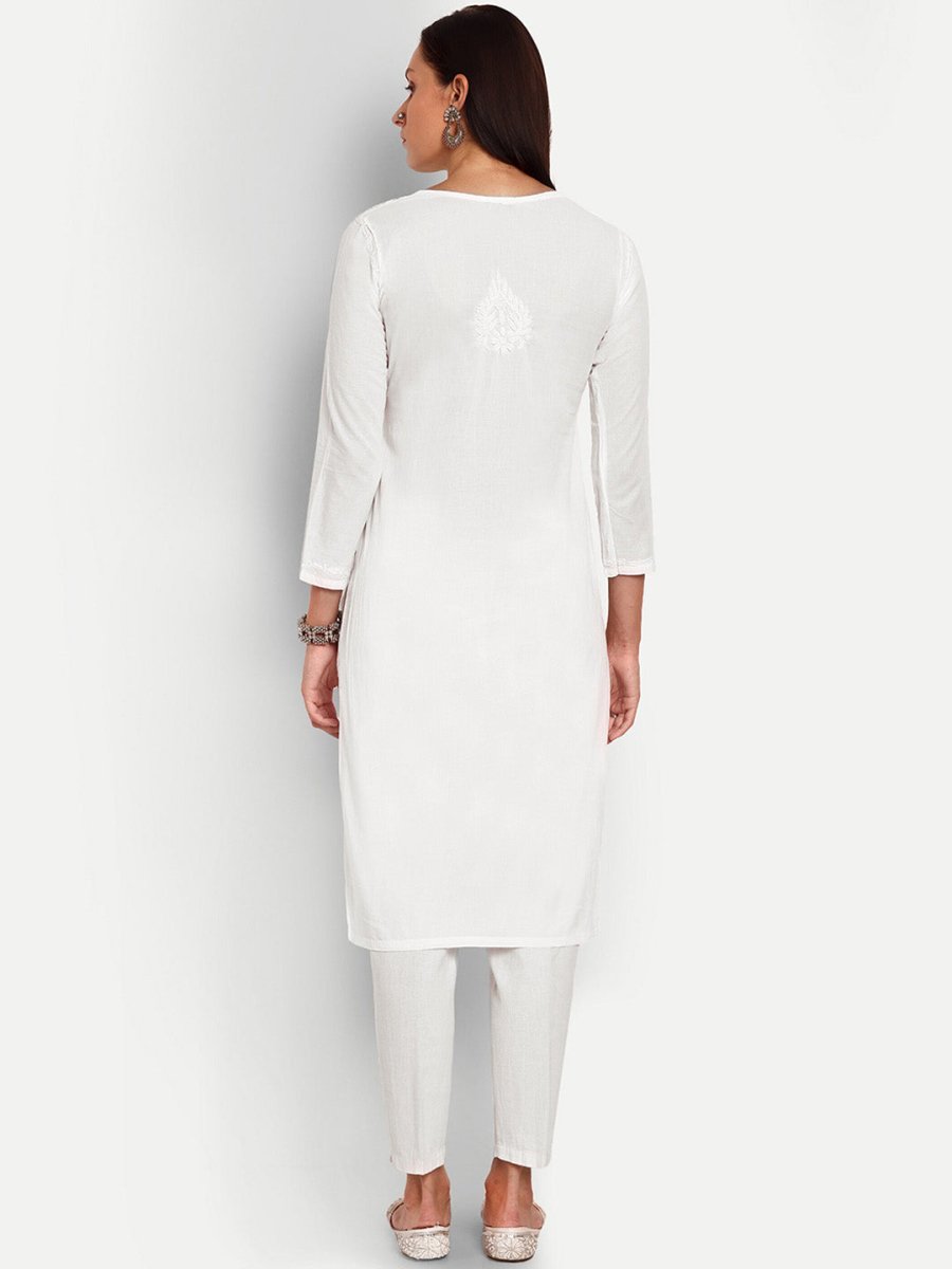 ADA Floral Embroidered Chikankari Kurta | Grocsy