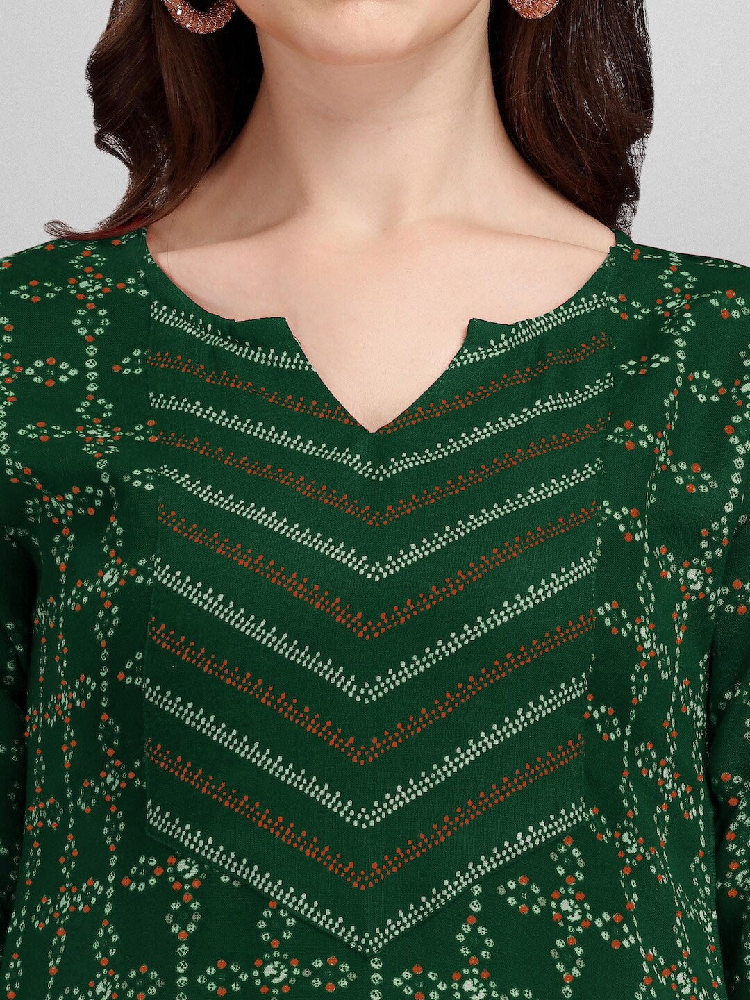 HERE&NOW Green & White Geometric Printed Pure Cotton Kurta With Trousers & Dupatta | Grocsy