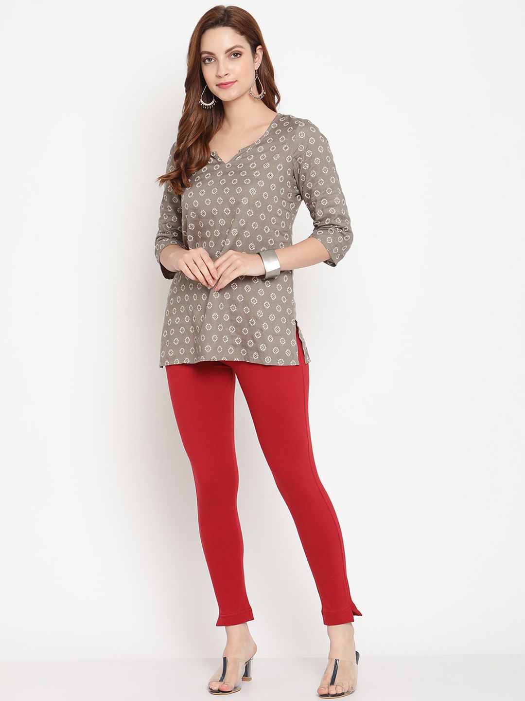 TAG 7 Women Pack of 2 Maroon & Brown Solid Kurti Pants | Grocsy