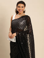 kasee Embellished Sequinned Pure Georgette Saree | Grocsy