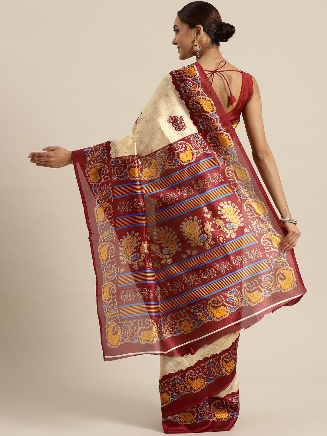 Saree Mall Ethnic Motifs Art Silk Ikat Sarees | Grocsy