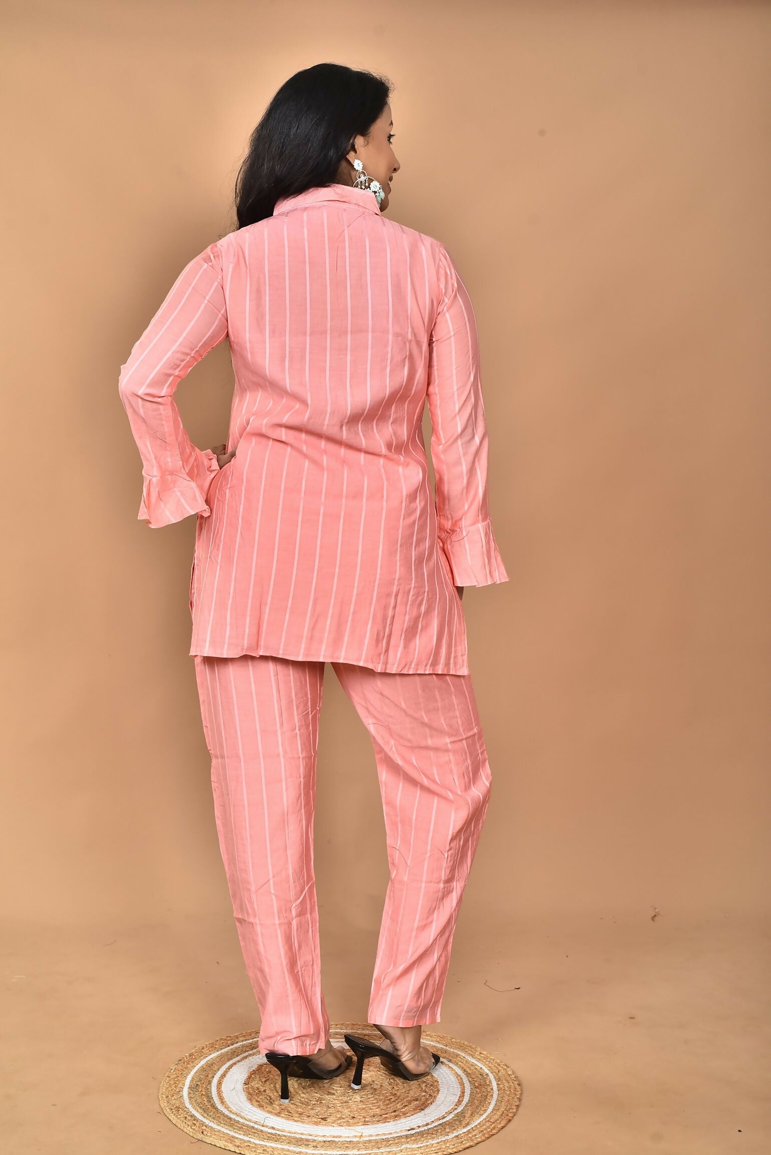 Morchari Women And Hand Embroidery Co-Ords-Peach | Grocsy