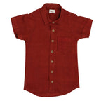 Mhyssa Yellow Dungaree With Round Neck Half Sleeves Maroon Shirt Set | Grocsy
