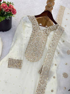 Teeya Creation White Color Fendy Silk Embroidery Work Wedding Wear Salwar Suit | Grocsy