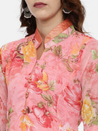 Souchii Woman Pink Floral Printed A-Line Dress | Grocsy