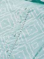 HERE&NOW Women Green & White Bandhani Print Straight Kurta | Grocsy