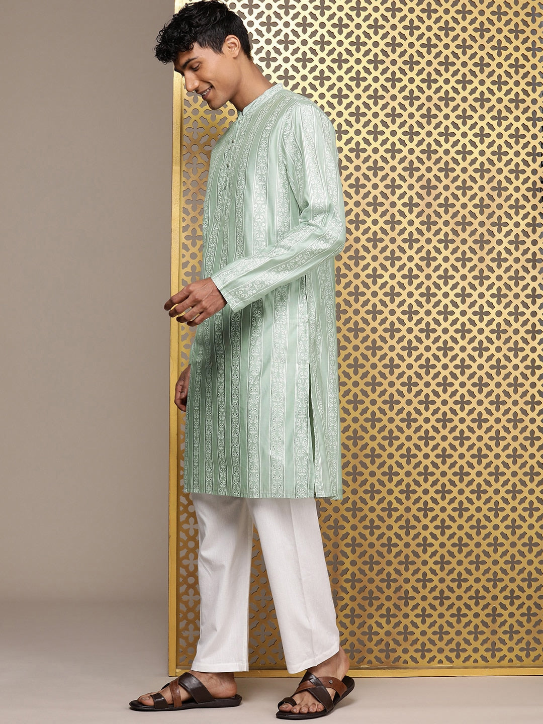 House of Pataudi Ethnic Motifs Printed Straight Jashn Kurta | Grocsy