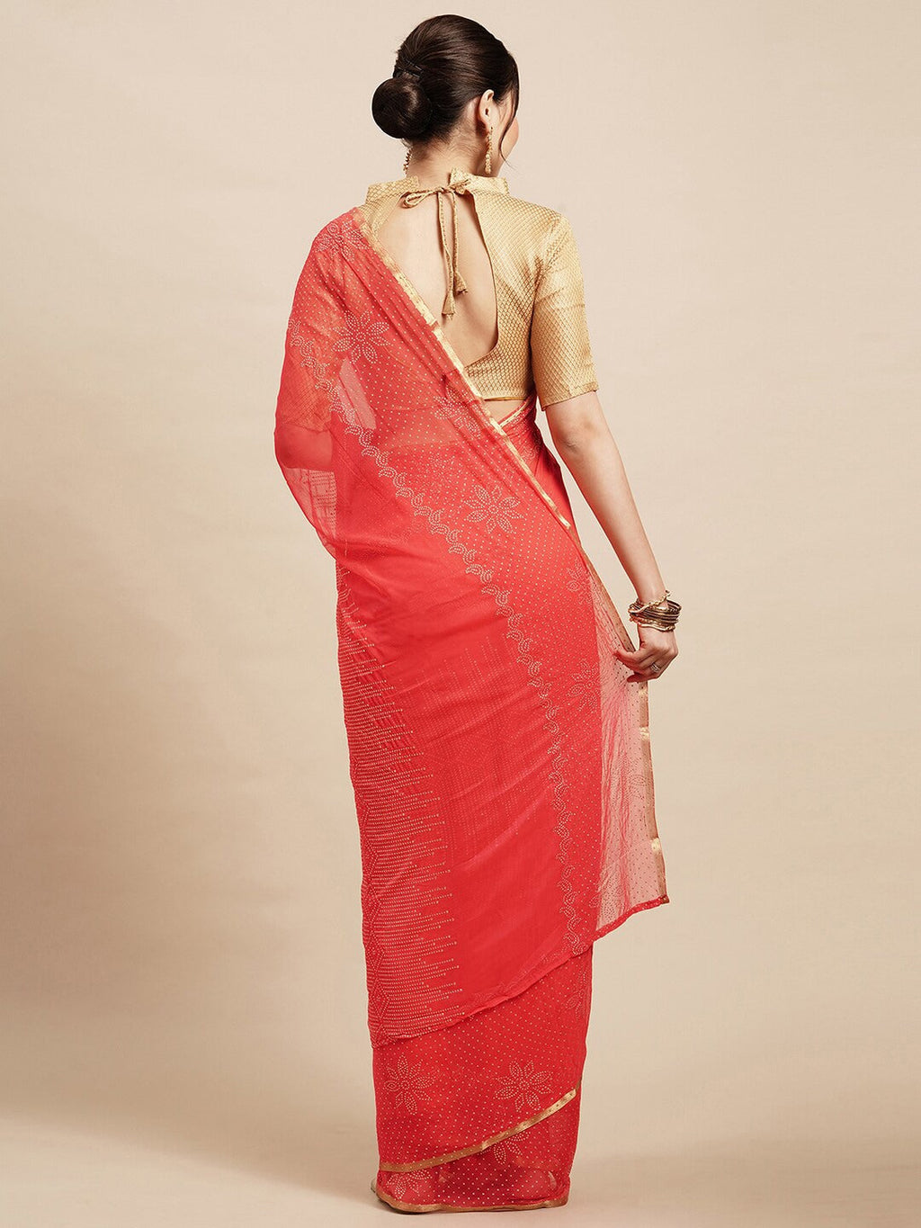 Saree Mall Peach-Coloured Embellished Sarees | Grocsy