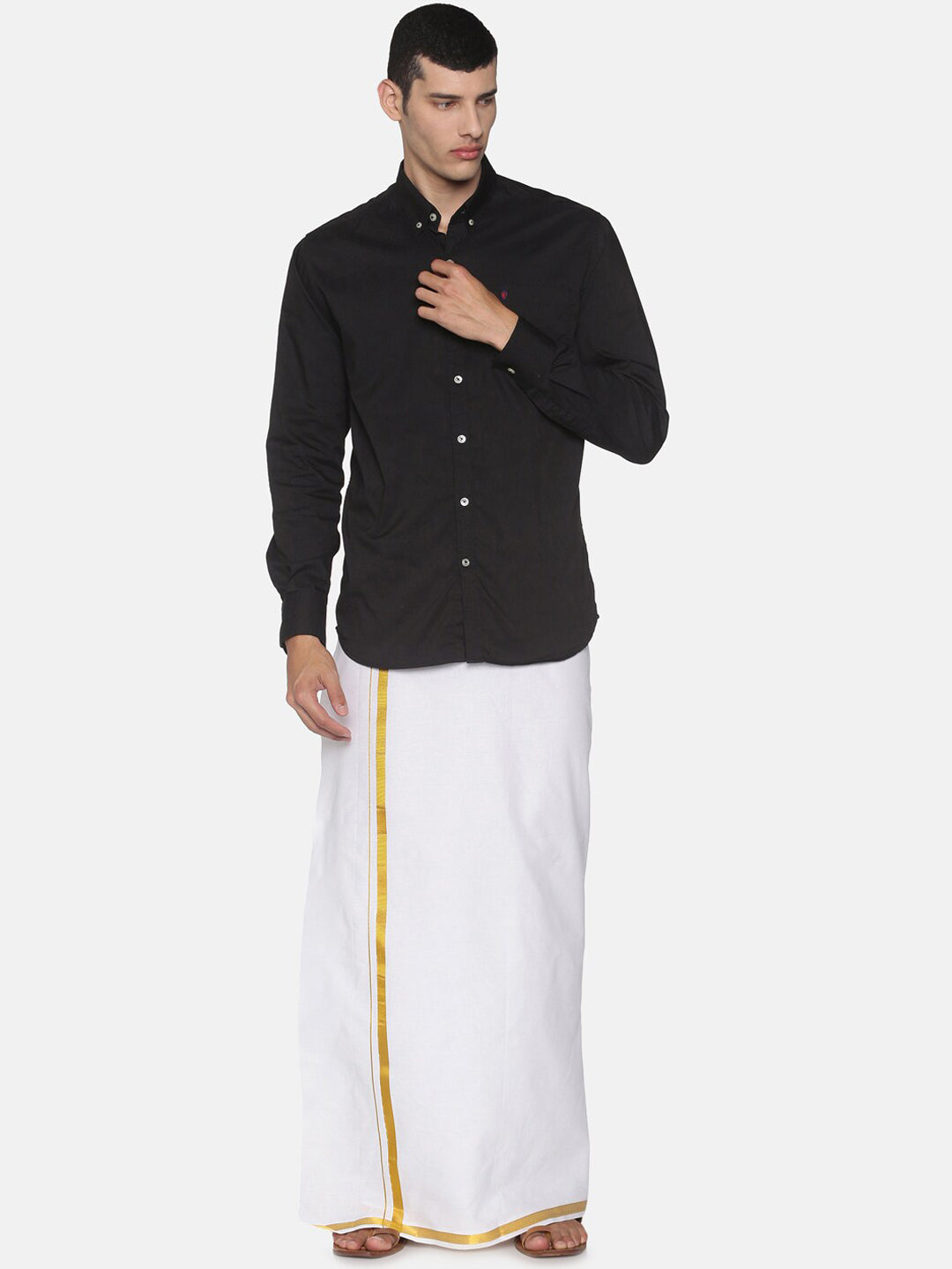 Sethukrishna Men White Solid Cotton Dhoti (GENIE-67335) | Grocsy