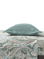 MYTRIDENT Green White Ethnic Motifs Cotton 144 TC Queen Bedsheet With 2 Pillow Covers | Grocsy