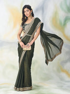 kasee Floral Embroidered Saree | Grocsy