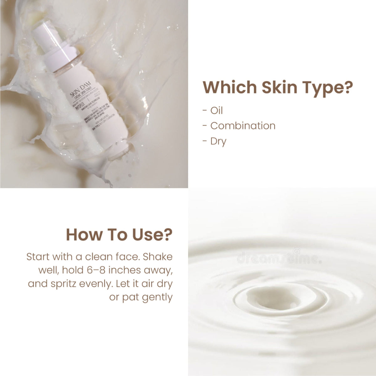 Personal Touch Skincare Skincare Skindam 2 In 1 Crème Milky Skin Toner Primer | Grocsy