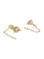 Anikas Creation Cream-Coloured & Gold Toned Kundan & Pearl Jadau Dome Shaped Jhumkas | Grocsy