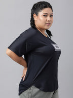 MKH Plus Size Typography Printed Relaxed Fit Dri-FIT T-shirt | Grocsy