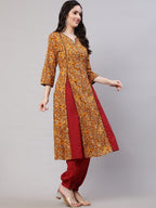 Aks Ethnic Motifs Printed Regular Pure Cotton Kurta With Salwar | Grocsy