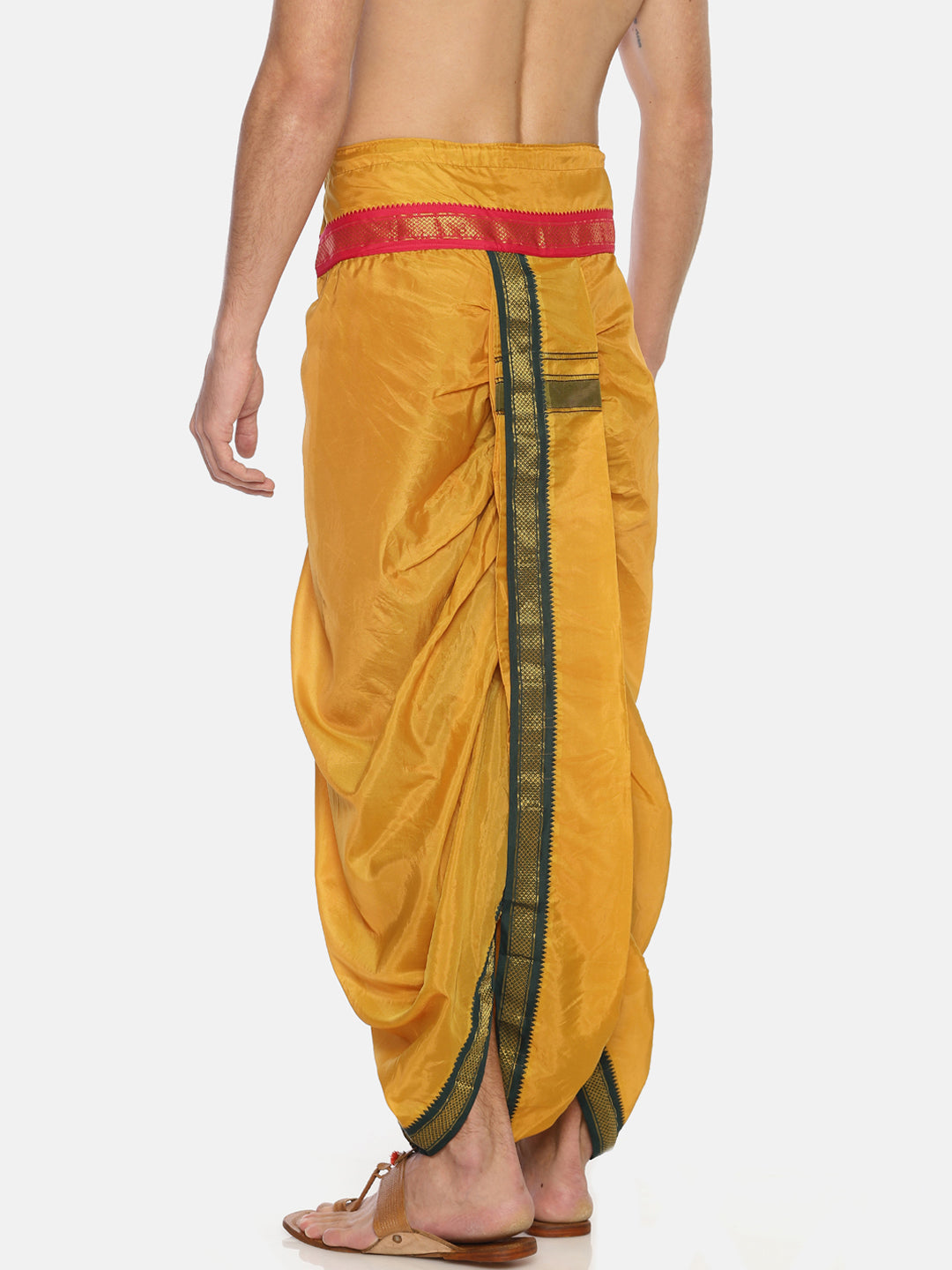 Sethukrishna Men Mustard Yellow Solid Readymade Dhoti Pant | Grocsy