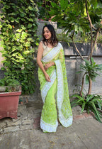 Vamsee Palak Saavi Green Organza Saree | Grocsy