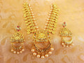Multicolor Gold-Polished Lakshmi Kasu Necklace Set
