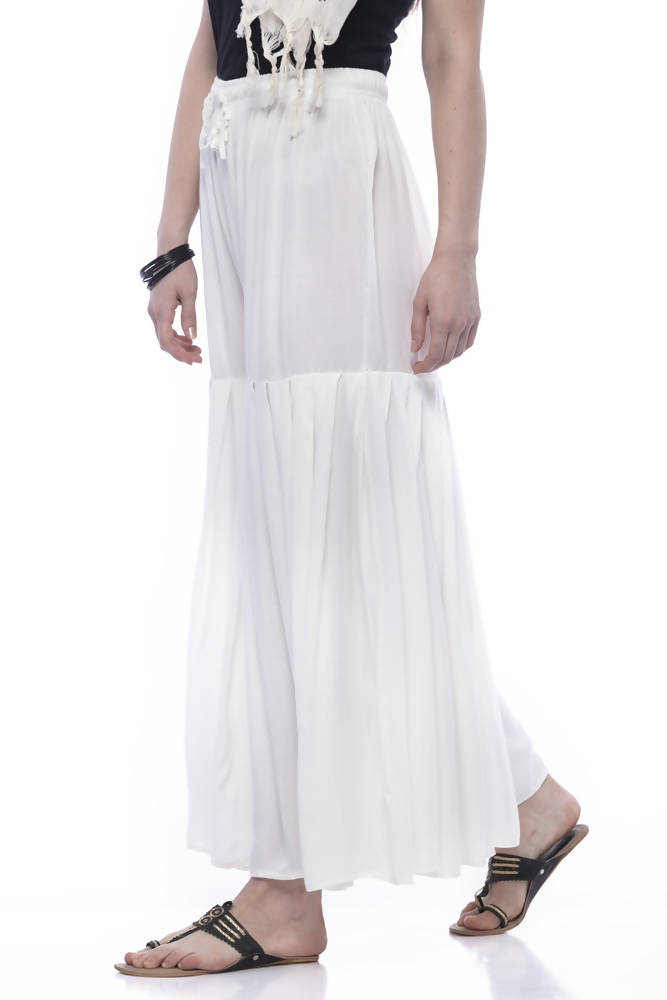 Mominos Fashion Reyon Cotton Off White Palazzo | Grocsy