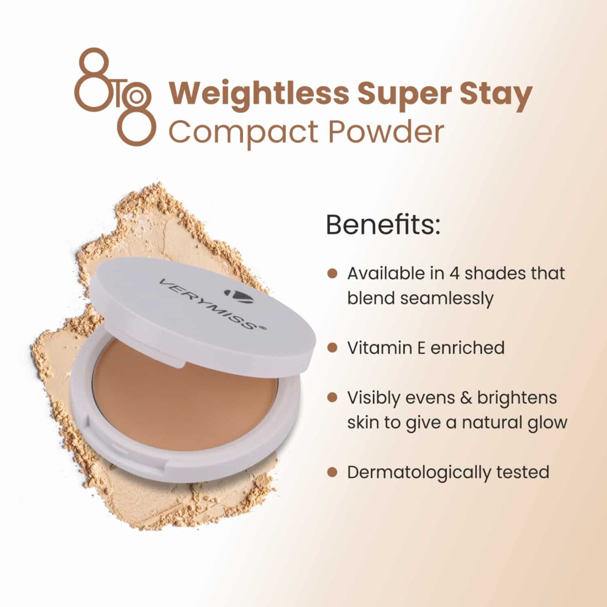 VERYMISS 8 To 8 Weightless Super Stay Compact Powder - 114 Beige | Grocsy