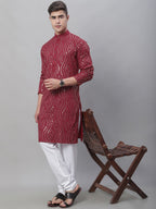 Sojanya Ethnic Motifs Embroidered Sequinned Pure Cotton Kurta | Grocsy