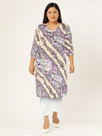 Sangria Floral Printed Curved Hem Kurta | Grocsy