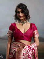 Shree Shyam Fashion Maroon Silk Blend Saree | Grocsy