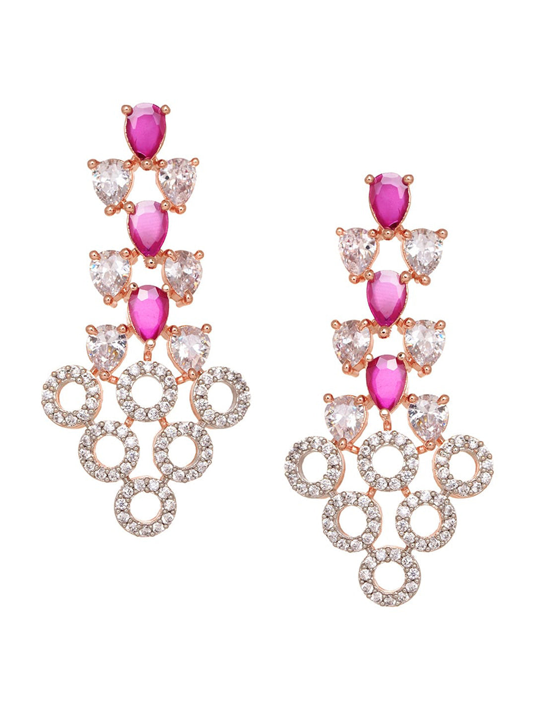 Saraf RS Jewellery Rose Gold-Polished Red AD-Studded Jewellery Set | Grocsy