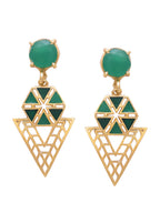 Shoshaa Green Gold-Polished Enamelled Contemporary Drop Earrings | Grocsy