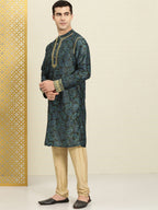 House of Pataudi Paisley Printed Rozana Kurta With Zari Detail | Grocsy