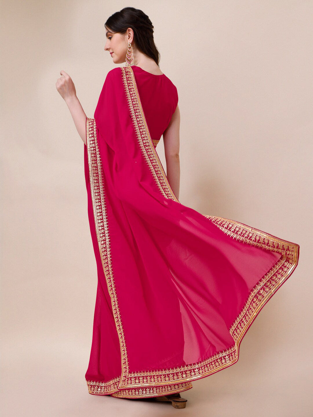 Sangria Embroidered Saree With Blouse | Grocsy