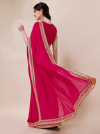 Sangria Embroidered Saree With Blouse | Grocsy