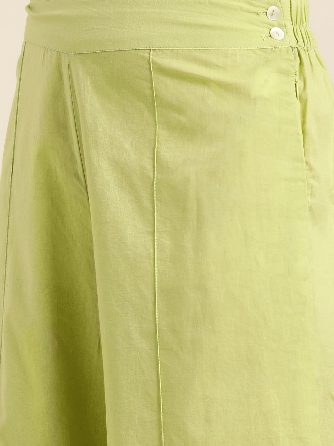 Sangria Women Green & White Embroidered Pure Cotton Asymmetric Kurta with Palazzos | Grocsy