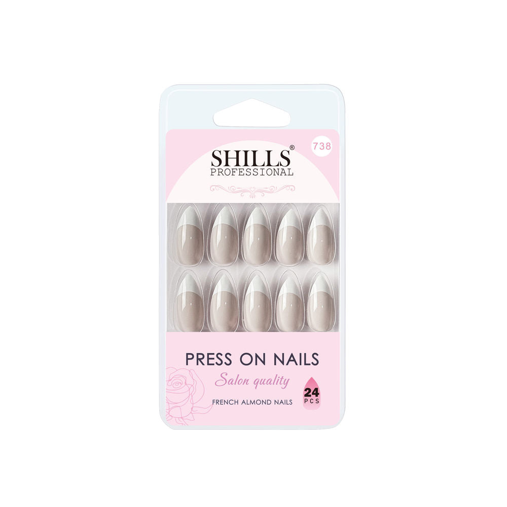 Shills Professional Reusable Press On Nails French Almond - SPN738 | Grocsy