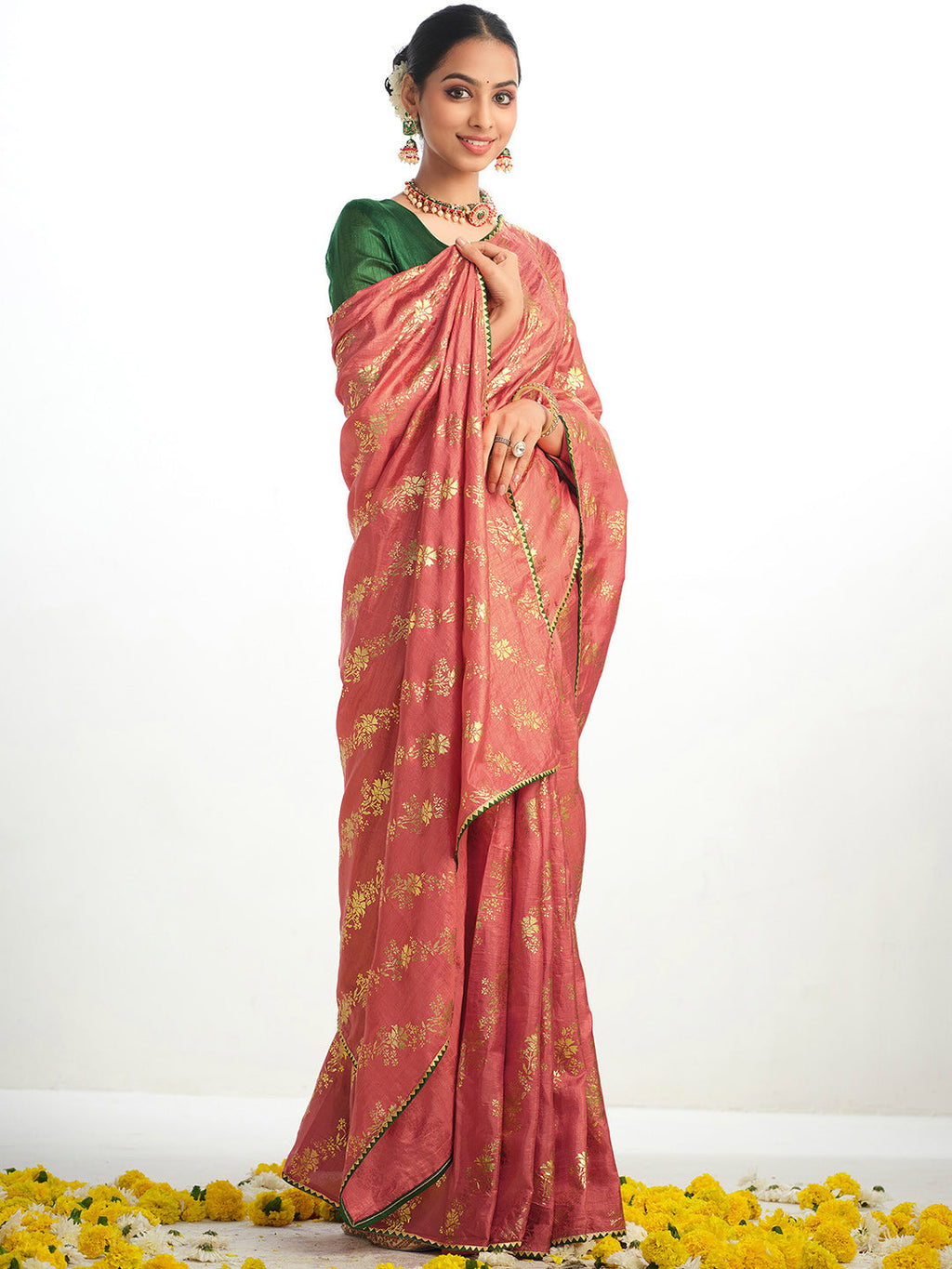 Sangria Ethnic Motifs Printed Zari Saree | Grocsy