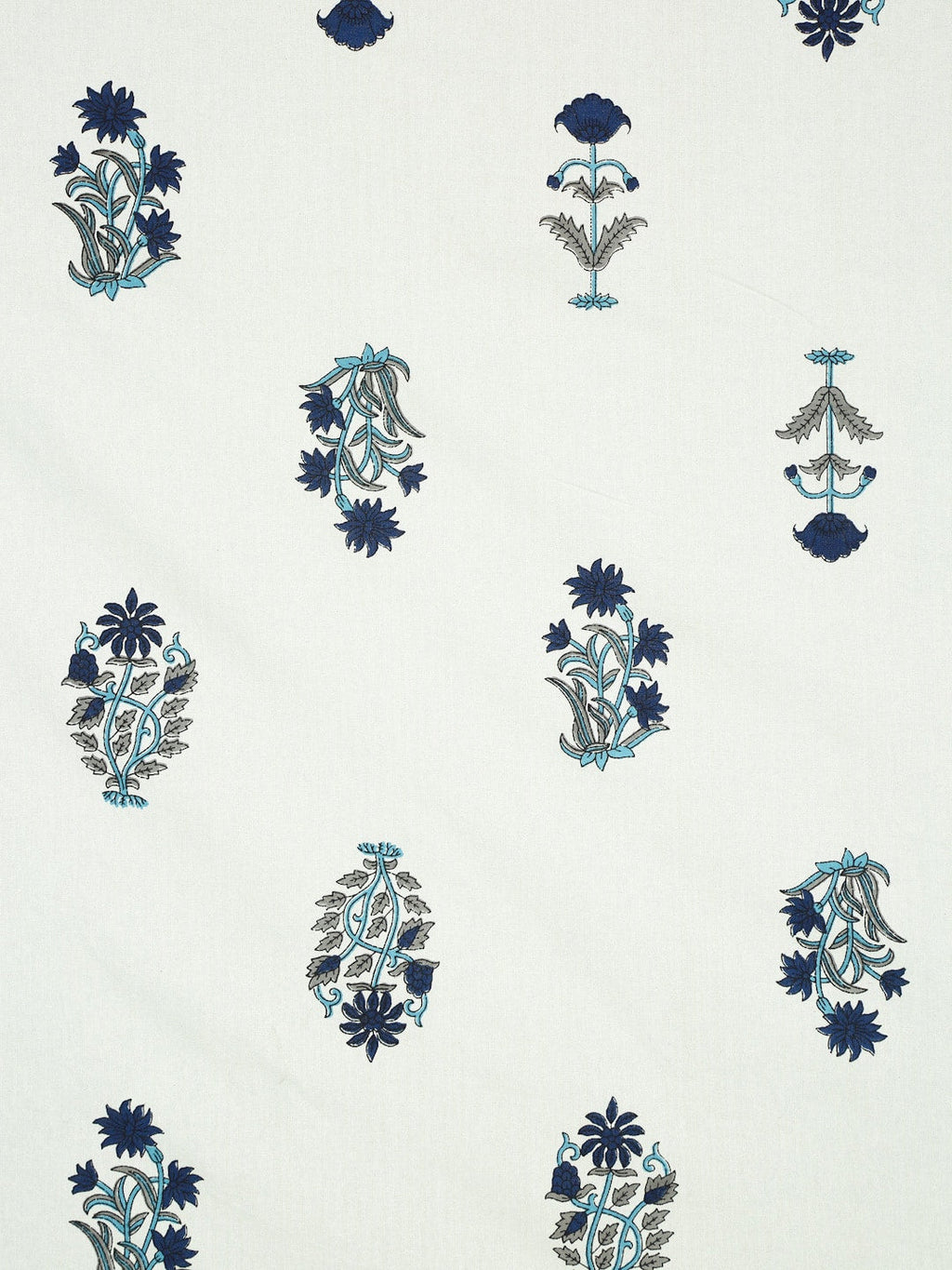 Rajasthan Decor Cream-Coloured & Blue Ethnic Motifs 180 TC Cotton 1 King Bedsheet with 2 Pillow Covers | Grocsy