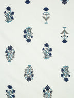 Rajasthan Decor Cream-Coloured & Blue Ethnic Motifs 180 TC Cotton 1 King Bedsheet with 2 Pillow Covers | Grocsy