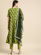 All About You Women Women Green Ethnic Motifs Printed Kurta with Trousers & With Dupatta | Grocsy