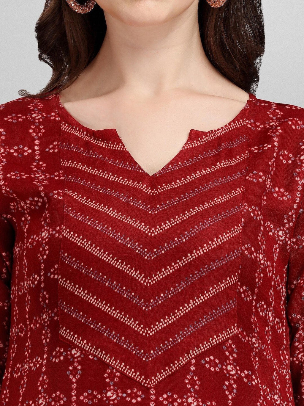 HERE&NOW Geometric Printed Pure Cotton Kurta With Trousers & Dupatta | Grocsy