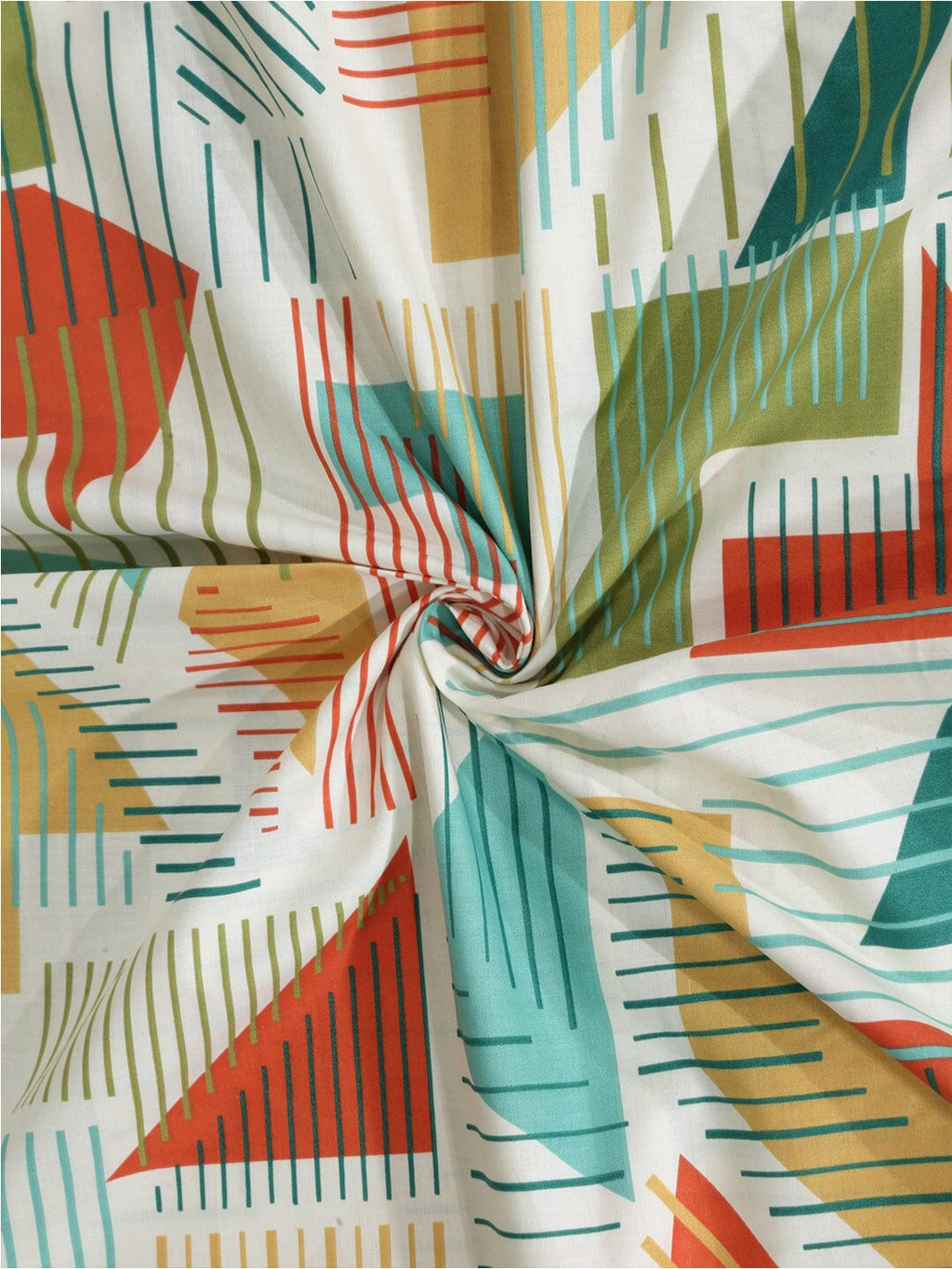 BOMBAY DYEING Serenita Yellow Geometric Cotton 144 TC King Bedsheet & 2 Pillow Covers | Grocsy