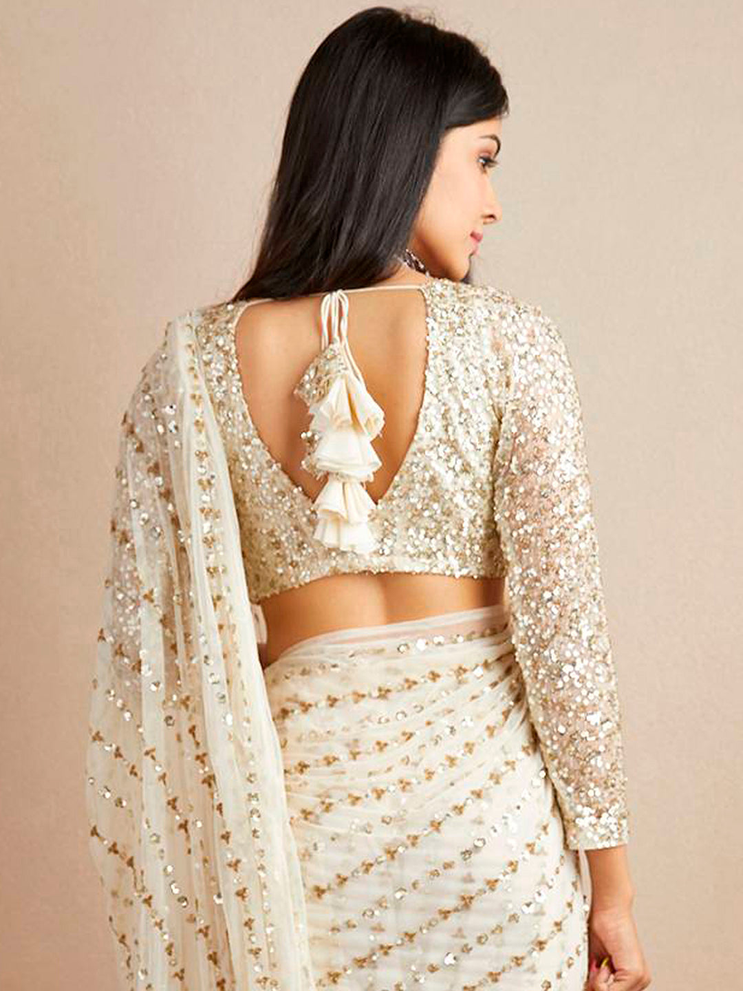 Sangria Georgette Ethnic Embellished Party Wear Saree | Grocsy