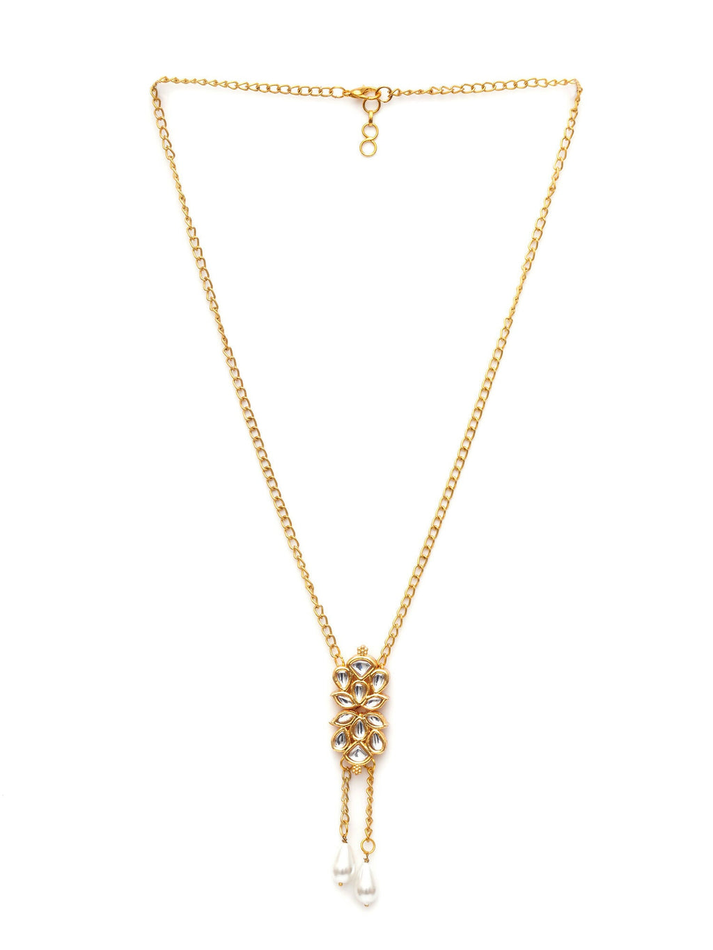 Long Kundan Neckpiece (Gold) - Ruby Raang | Grocsy