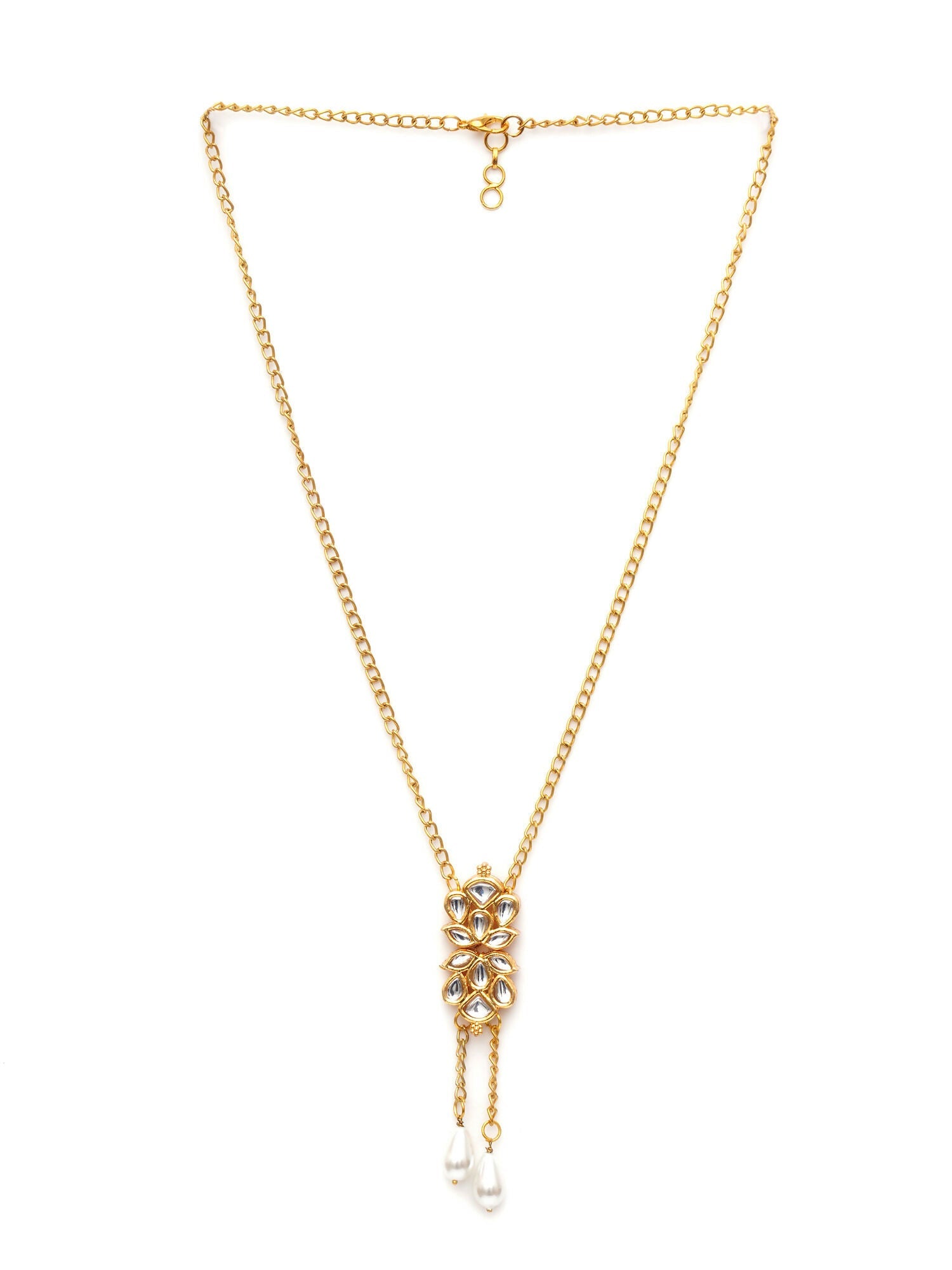 Long Kundan Neckpiece (Gold) - Ruby Raang | Grocsy