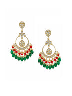 Shoshaa Green Contemporary Kundan Chandbalis Earrings | Grocsy