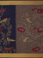 Mimosa Women's Kanchipuram Art Silk Navy Blue Saree | Grocsy