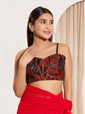 Joban Fashion Black Organza Padded Blouse With Sweetheart Neck Sleeveless | Grocsy