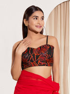 Joban Fashion Black Organza Padded Blouse With Sweetheart Neck Sleeveless | Grocsy
